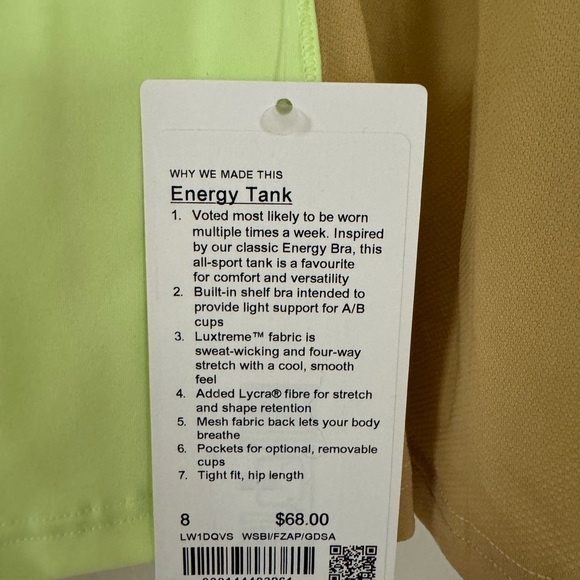 NWT Lululemon Energy Tank - Picture 6 of 6